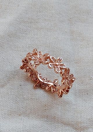 Anillo Diseño Margaritas Dorado Plata