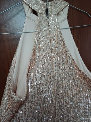 Vestido de fiesta lentejuelas oro rosa
