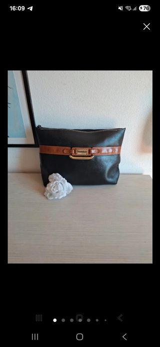 Borsa VERDELLI vintage pelle nera e cuoio