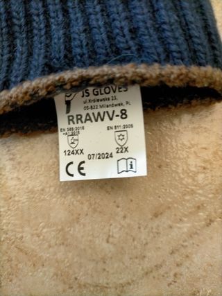 Guantes de trabajo de punto azul y gris