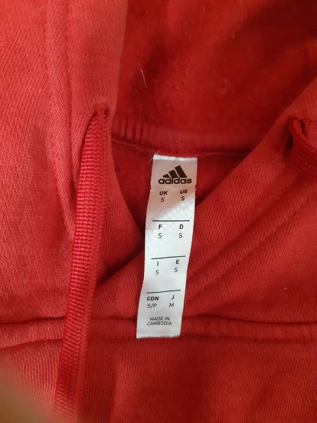 Felpa Adidas Rossa con Cappuccio