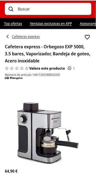 Cafetera Orbegozo EXP 5000 - 3.5 bares
