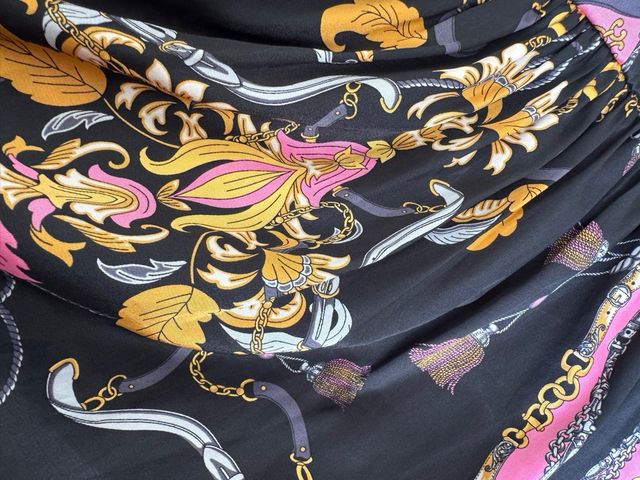 Vestido Topshop S/M Negro Rosa Estampado