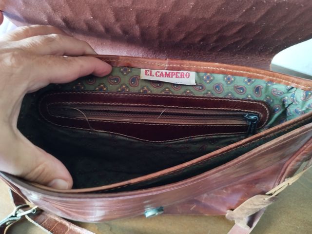 Borsa tracolla vintage El Campero pelle marrone