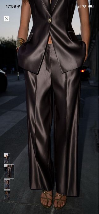 Pantalón recto satinado Zara