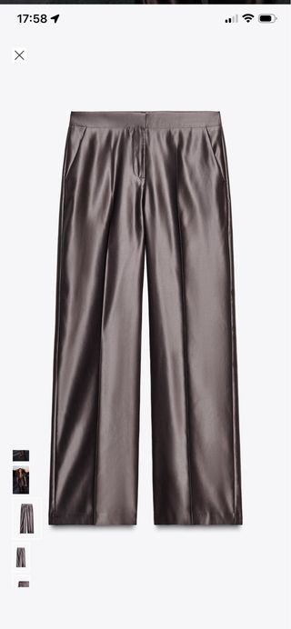 Pantalón recto satinado Zara
