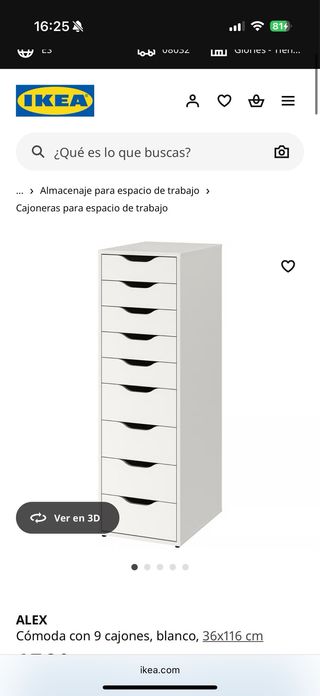 Cómoda ALEX IKEA 9 cajones blanca