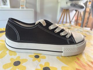 Zapatillas lona mujer negras