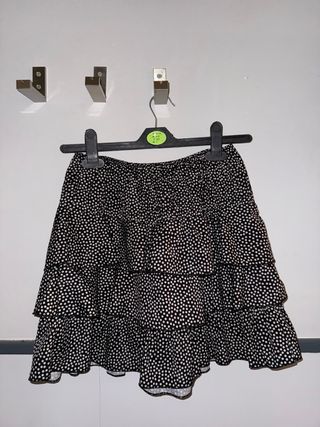 Gonna corta a pois nera e bianca elasticizzata in