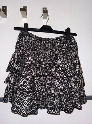 Gonna corta a pois nera e bianca elasticizzata in