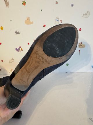 Salones Botines Tacón Negro y Azul