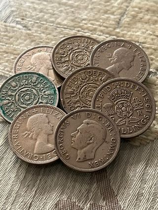 Lote 8 monedas 2 chelines