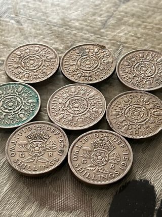Lote 8 monedas 2 chelines