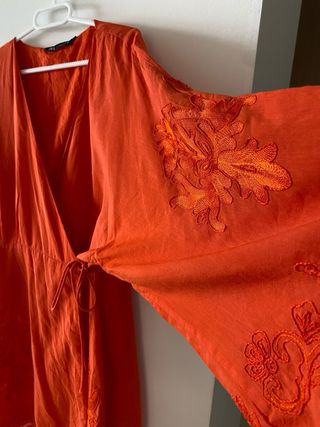 Vestido Zara Naranja Bordado