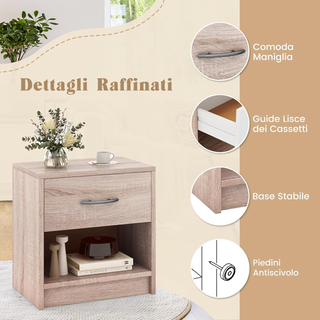 Comodino 38,5 x 28 x 40,5cm in Legno, Tavolino Sal