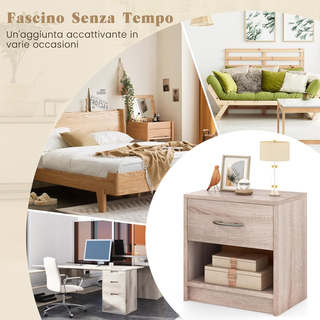 Comodino 38,5 x 28 x 40,5cm in Legno, Tavolino Sal