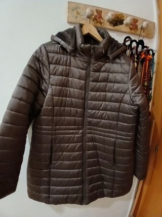 Chaquetón plumón gris largo