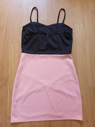 Vestido tubo fiesta negro y rosa