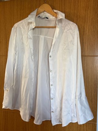 Camisa Zara Manga Larga Blanca
