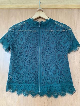 Blusa Zara encaje verde