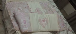 Colcha cuna bebé patchwork corazones