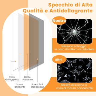 Specchio da Parete Lungo 108 x 36,5 cm, Specchio a