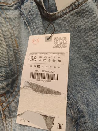 Pantalón vaquero Zara 2 tonos Talla S/36