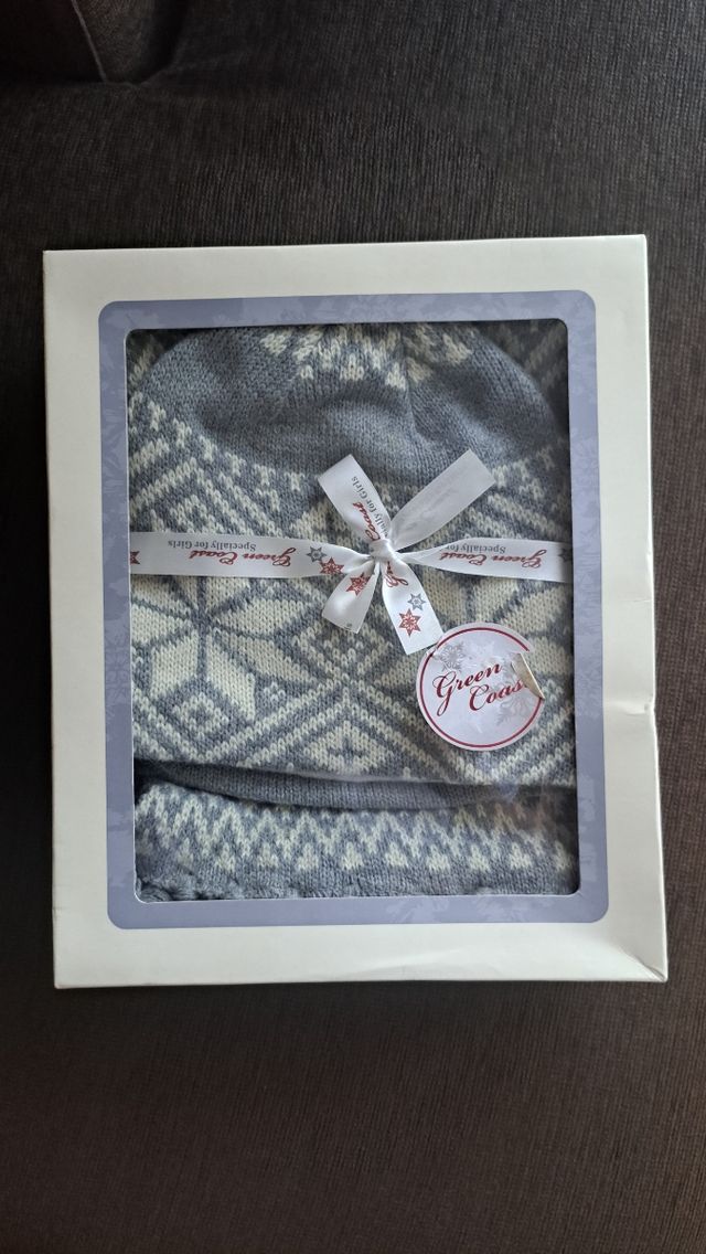 Set Bufanda y Gorro Green Coast Gris/Blanco