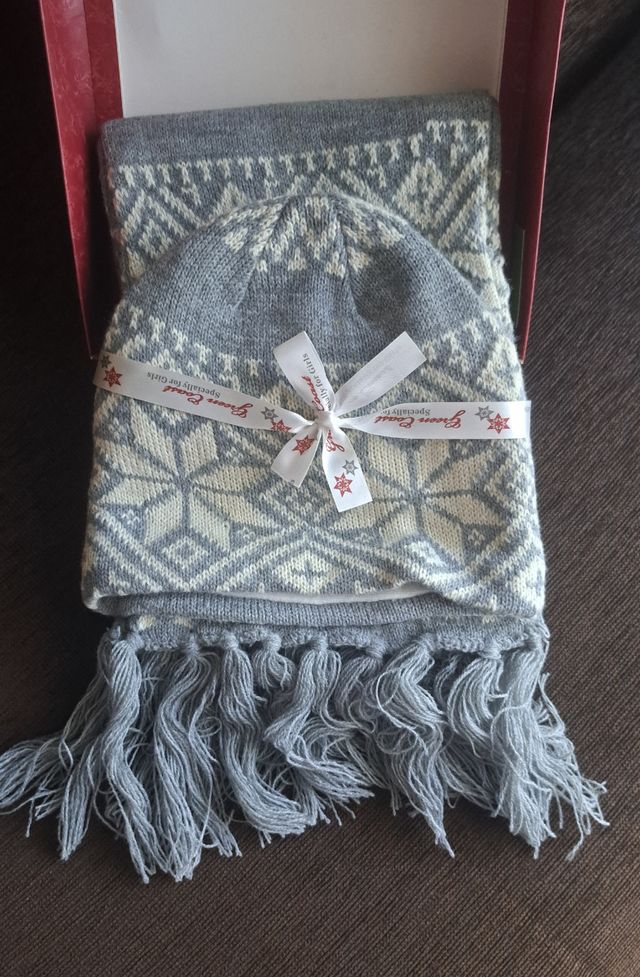 Set Bufanda y Gorro Green Coast Gris/Blanco