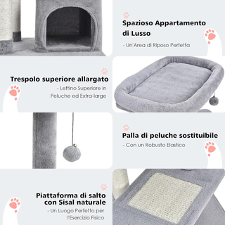 Albero per Gatti a 4 Piani, Torre per Gatti con Ti