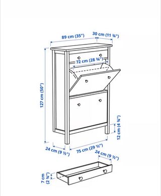 Scarpiera bianca a 2 scomparti HEMNES