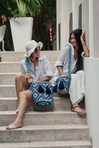 Mochila Wayuu Lombía Azul Multicolor