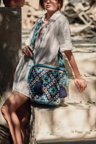 Mochila Wayuu Lombía Azul Multicolor