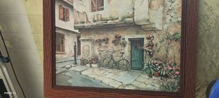 Pintura de paisaje con bicicleta  son tres cuadros