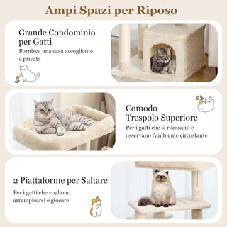 Albero per Gatti a 4 Piani, Torre con Tiragraffi,