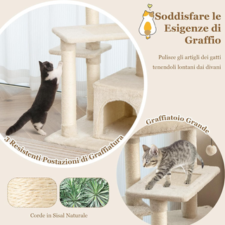 Albero per Gatti a 4 Piani, Torre con Tiragraffi,