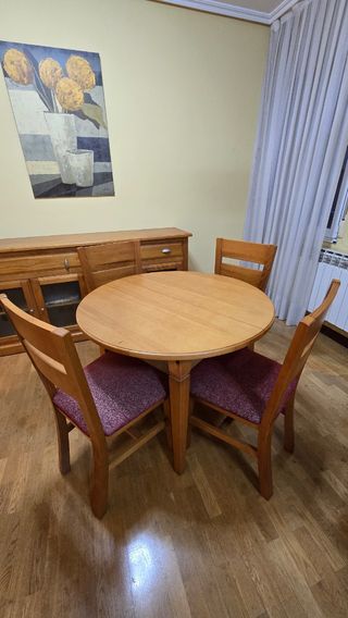 Mesa comedor extensible y 6 sillas madera
