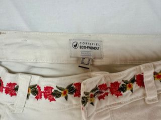 Vaqueros Culotte Blancos Cortefiel Bordados