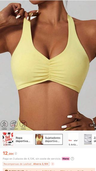 Top deportivo Shein amarillo talla S