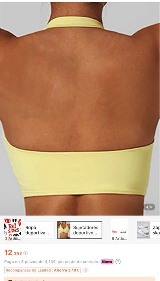 Top deportivo Shein amarillo talla S