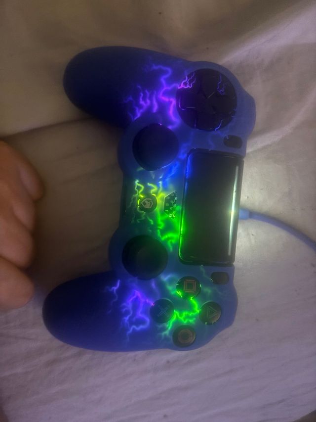 Mando PS4 Azul con Diseño Rayo