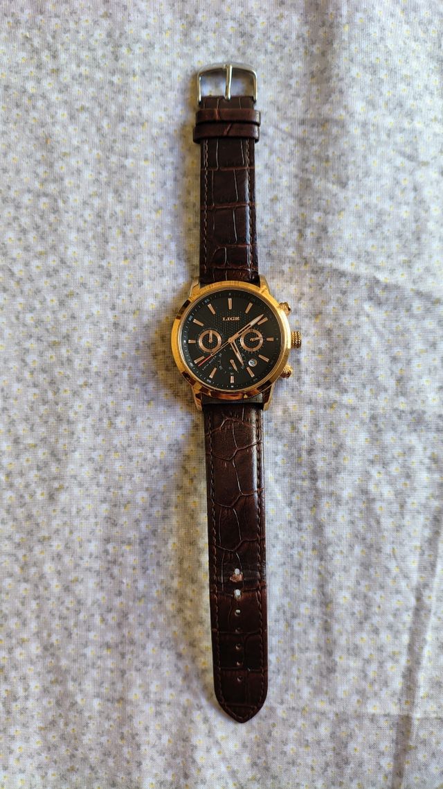 Reloj Lige Cronógrafo Dorado y Negro