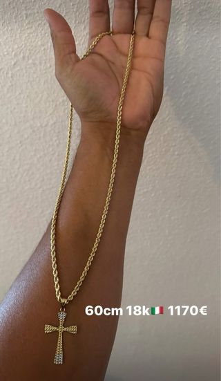 Cadena de oro 18k con colgante de cruz