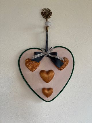 Decorazione Cuore Fatta a Mano beige e Oro