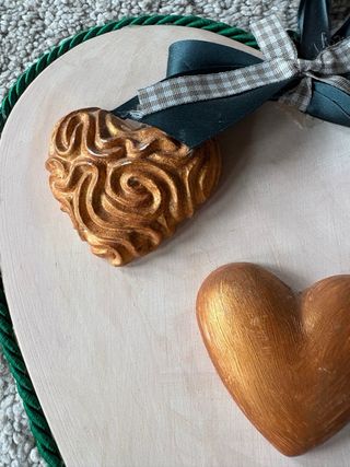 Decorazione Cuore Fatta a Mano beige e Oro