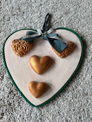 Decorazione Cuore Fatta a Mano beige e Oro