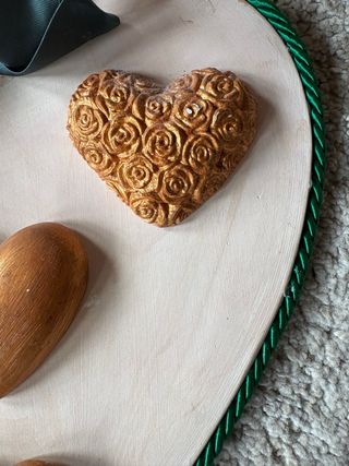 Decorazione Cuore Fatta a Mano beige e Oro