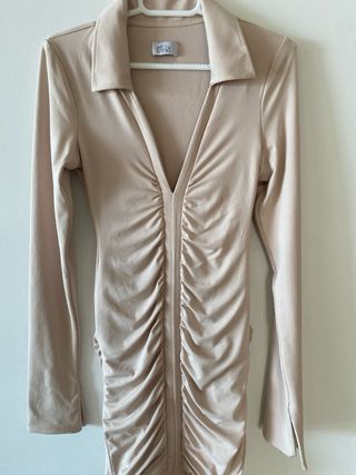 Vestido Oh Polly Beige Ruched