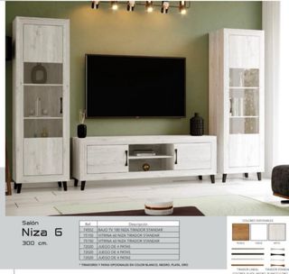 Mueble TV salón madera y cristal
