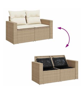 Sofá de exterior beige y blanco